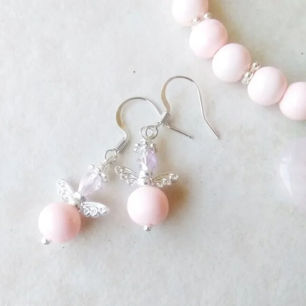Cute Guardian Angel Earrings! Pink Angels Wings! Playful Blessings for any Age! - Picture 6 of 9